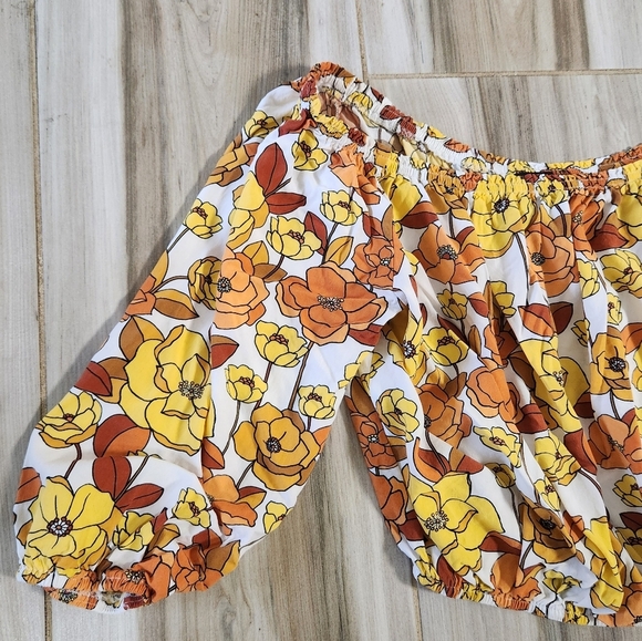 Boho Floral Off The Shoulder Crop Top Size Medium - Picture 3 of 6